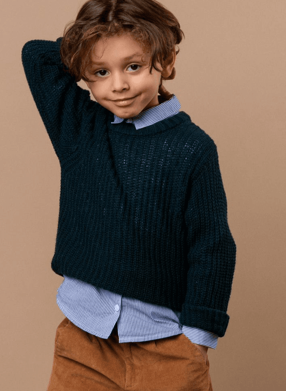 Marmar genser Tonga chunky knit oily blue
