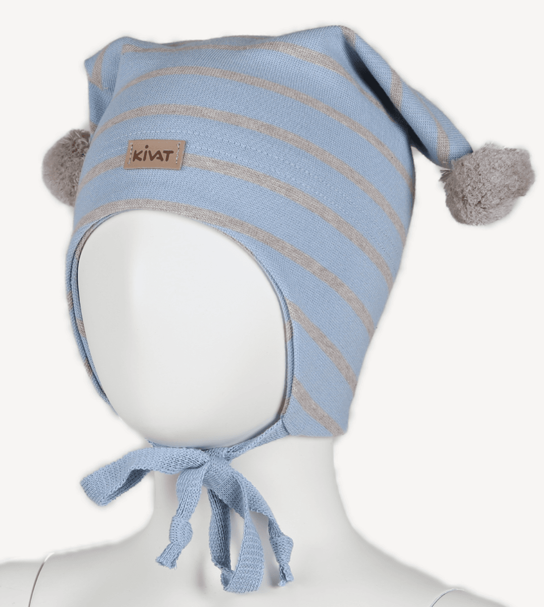 Kivat Lue bomull knytting striper lys blå/grå