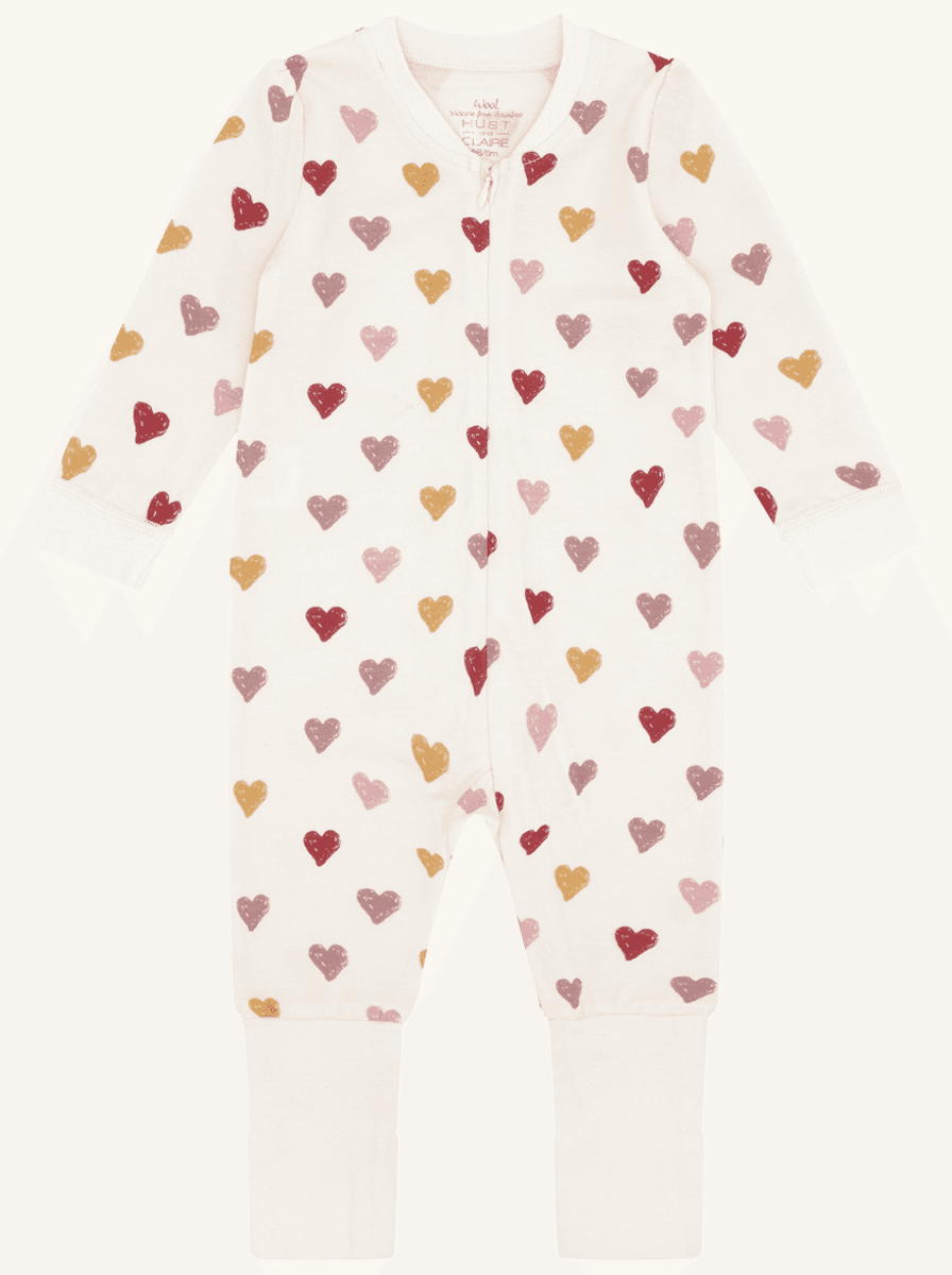 Hust and claire Heldress ull/bambus manu hearts puff off white