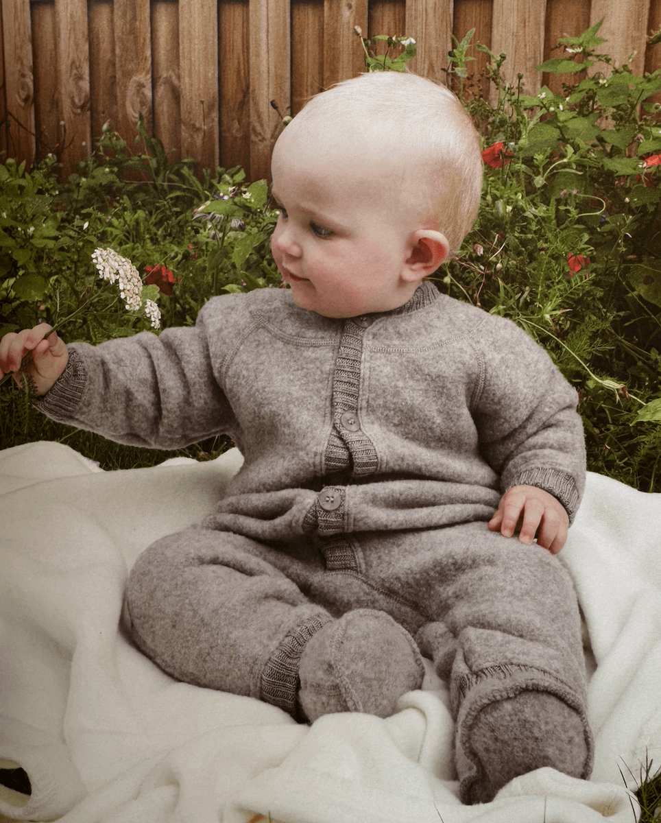 Joha heldress ullfleece knapp sesame melange