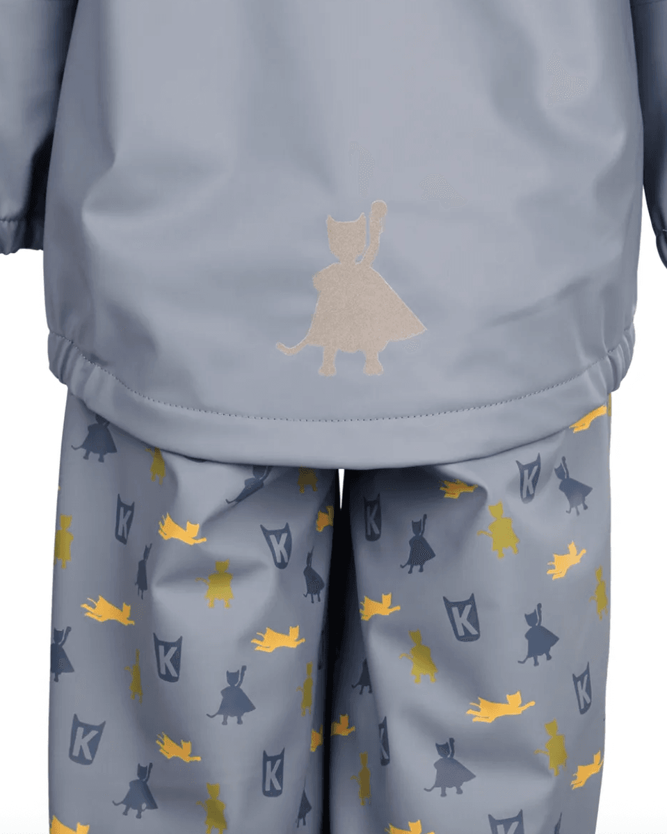 Kattnakken Regnsett Plask superhelt mjuk blå