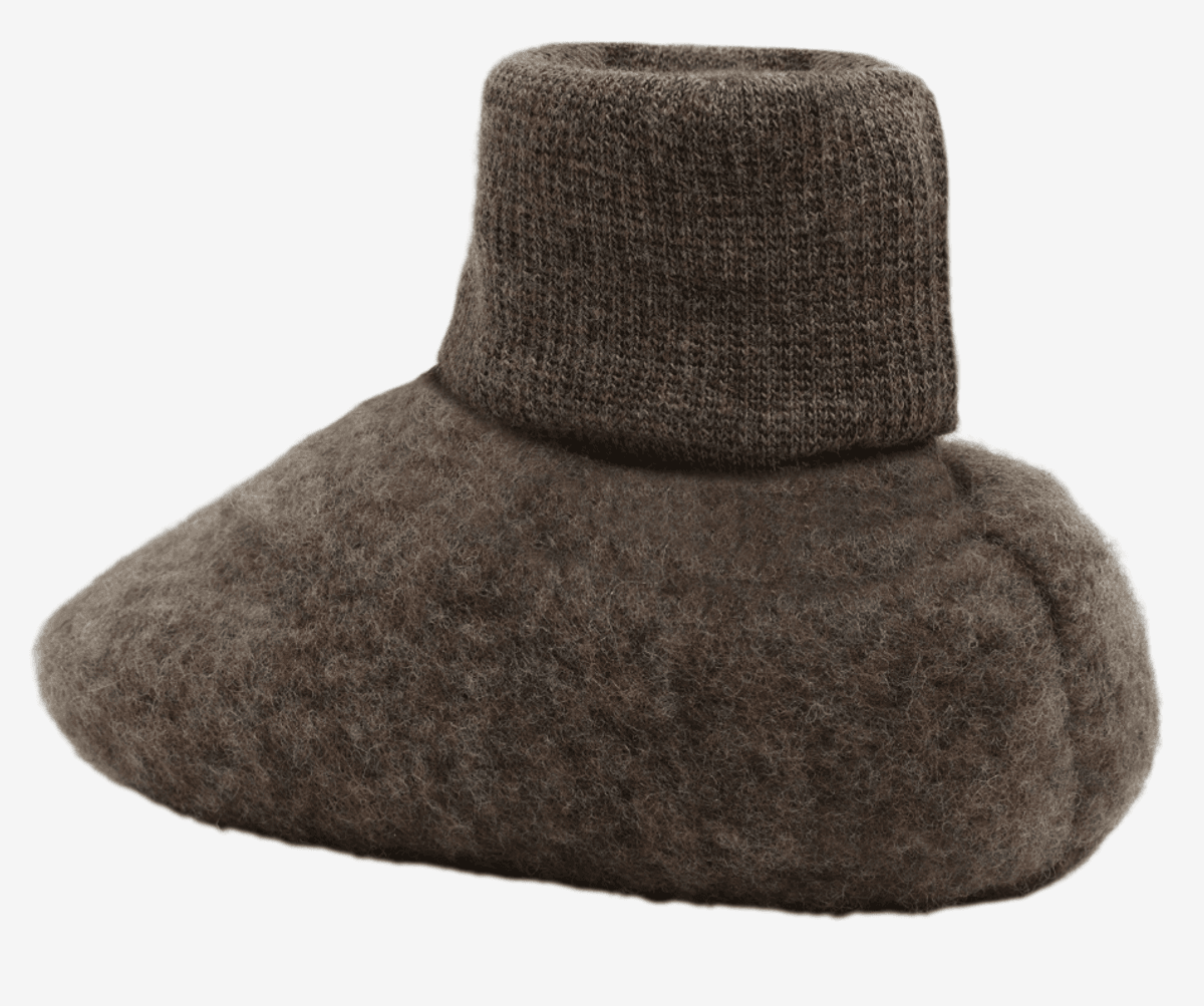 Huttelihut Footies ullflecce brown melange