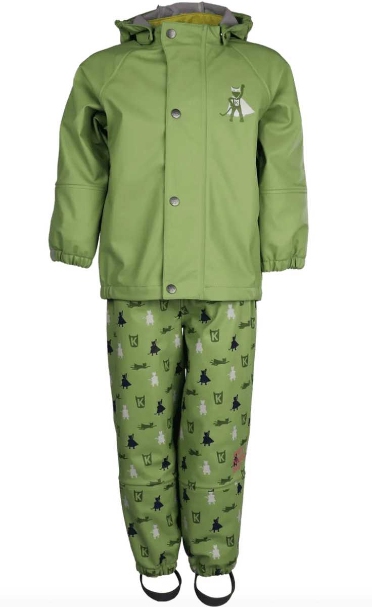 Kattnakken Regnsett Plask superhelt supergrønn