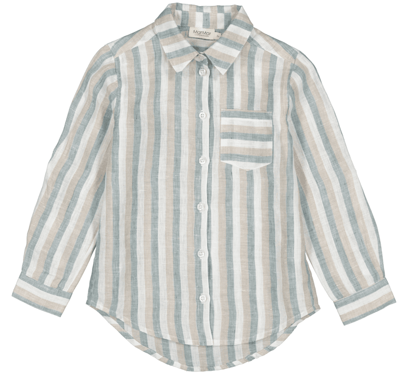Marmar skjorte Tommy lin dusty blue stripe