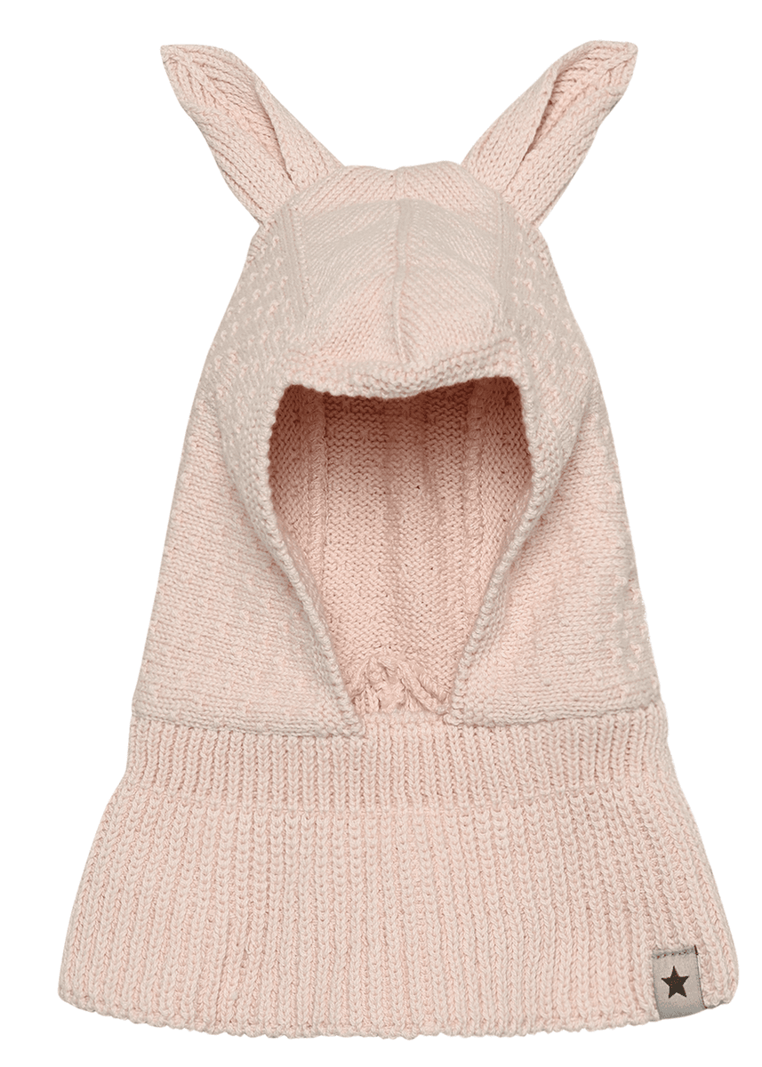 Huttelihut Balaklava ører bomulls strikk  peach blush